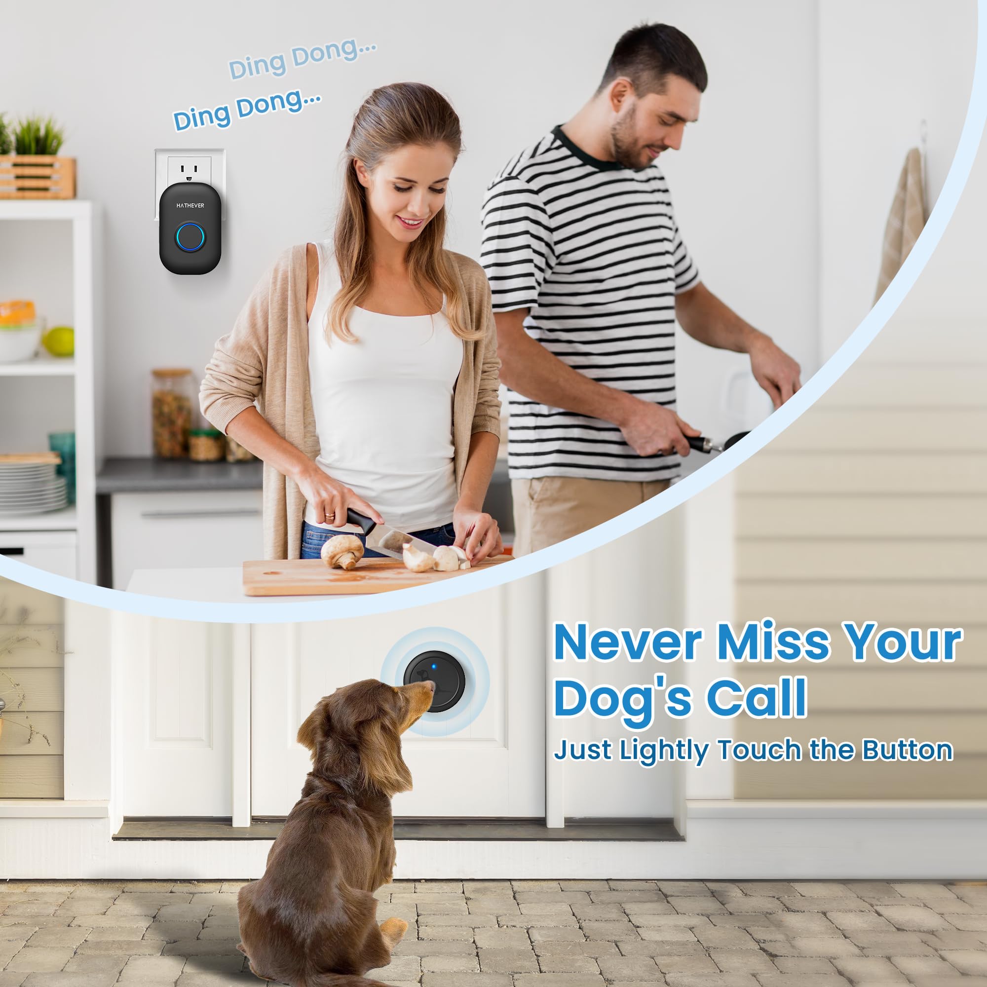 Hathever dog door bell with 32 melodies for customizable alerts