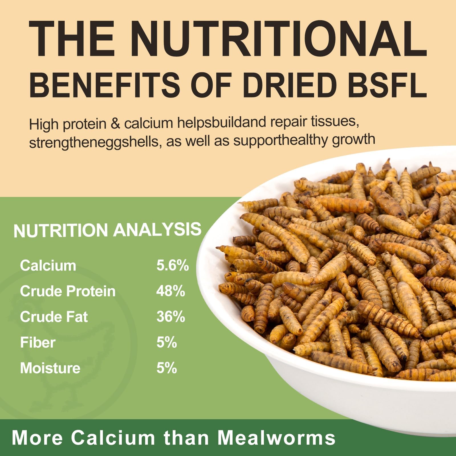 Hatortop BSFL dried larvae crispy texture loved by chickens.