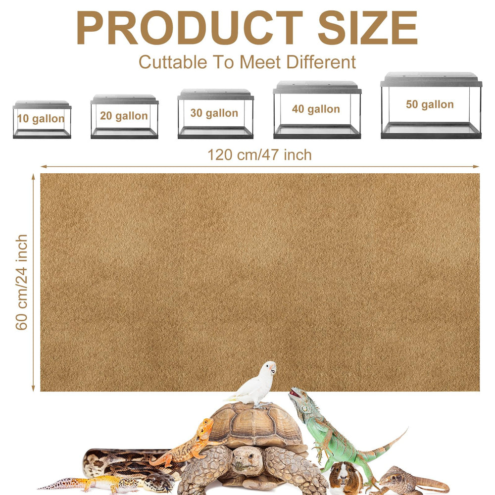 Haull 47x24 inch coffee reptile mat easy-to-cut flooring for precise terrarium fit