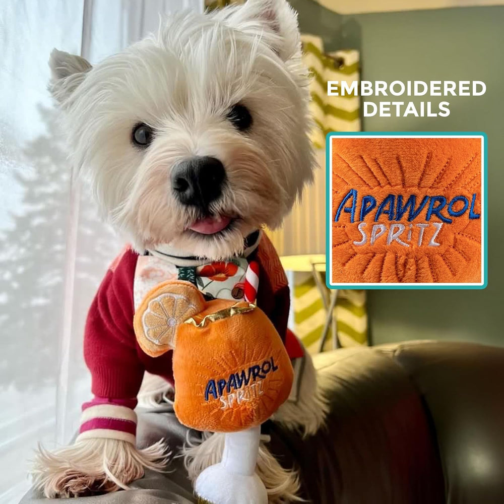 Haute Diggity Dog Apawrol Spritz embroidered details add stylish charm during playtime.