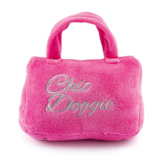 Haute Diggity Dog bright pink plush toy with built-in squeaker for engaging playtime.
