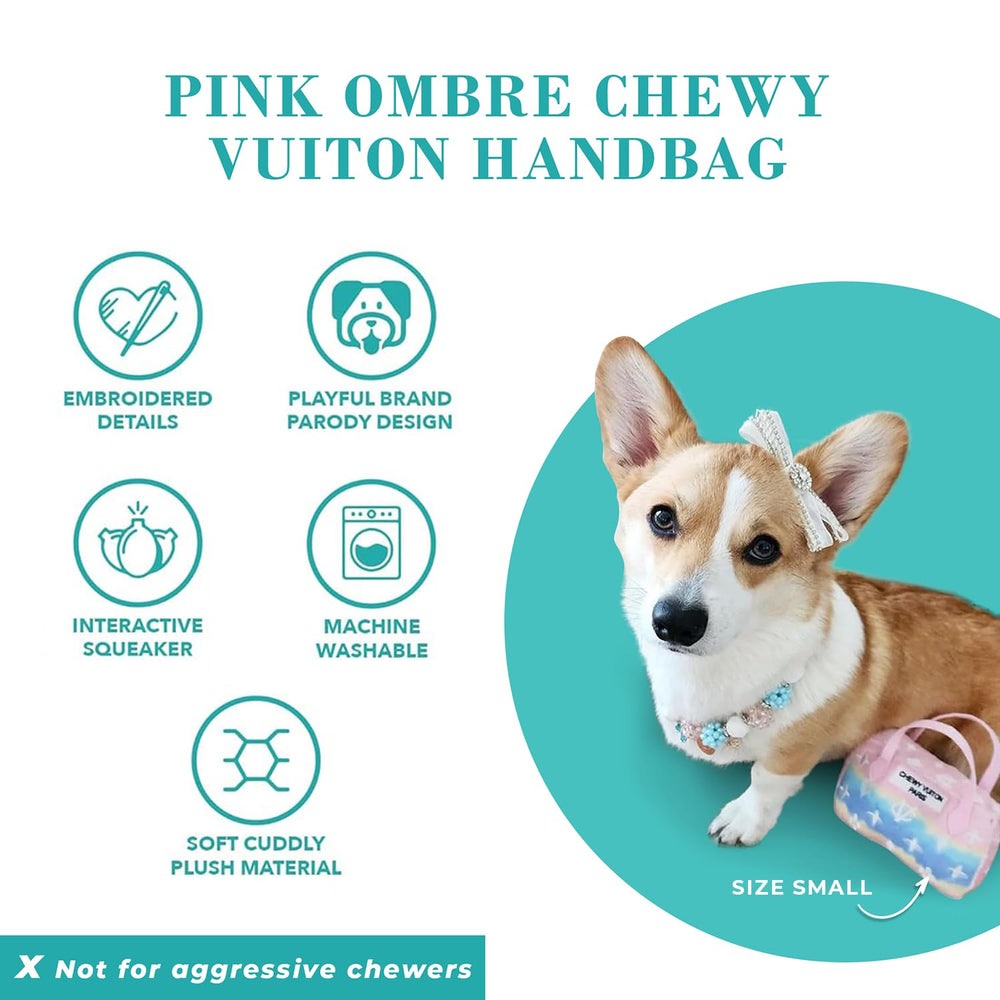 Haute Diggity Dog handbag toy with built-in squeaker; keeps dogs engaged during interactive play.