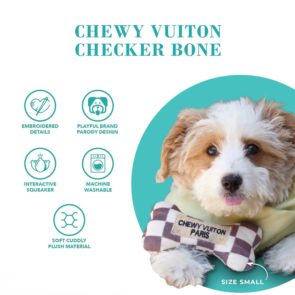 Haute Diggity Dog Checker Chewy Vuiton Bone XL fuse-mesh interior for extra durability.