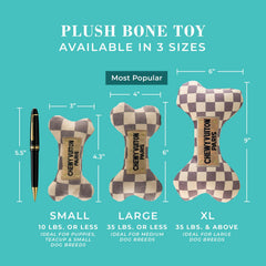 Haute Diggity Dog Checker Chewy Vuiton Juguete con diseño de cuadros crema taupe.
