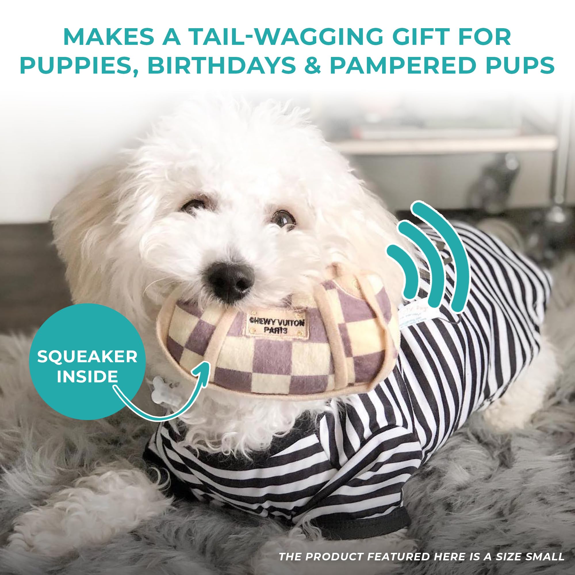 Haute Diggity Dog Checker Chewy Vuiton Handbag machine-washable for quick cleanup after adventures