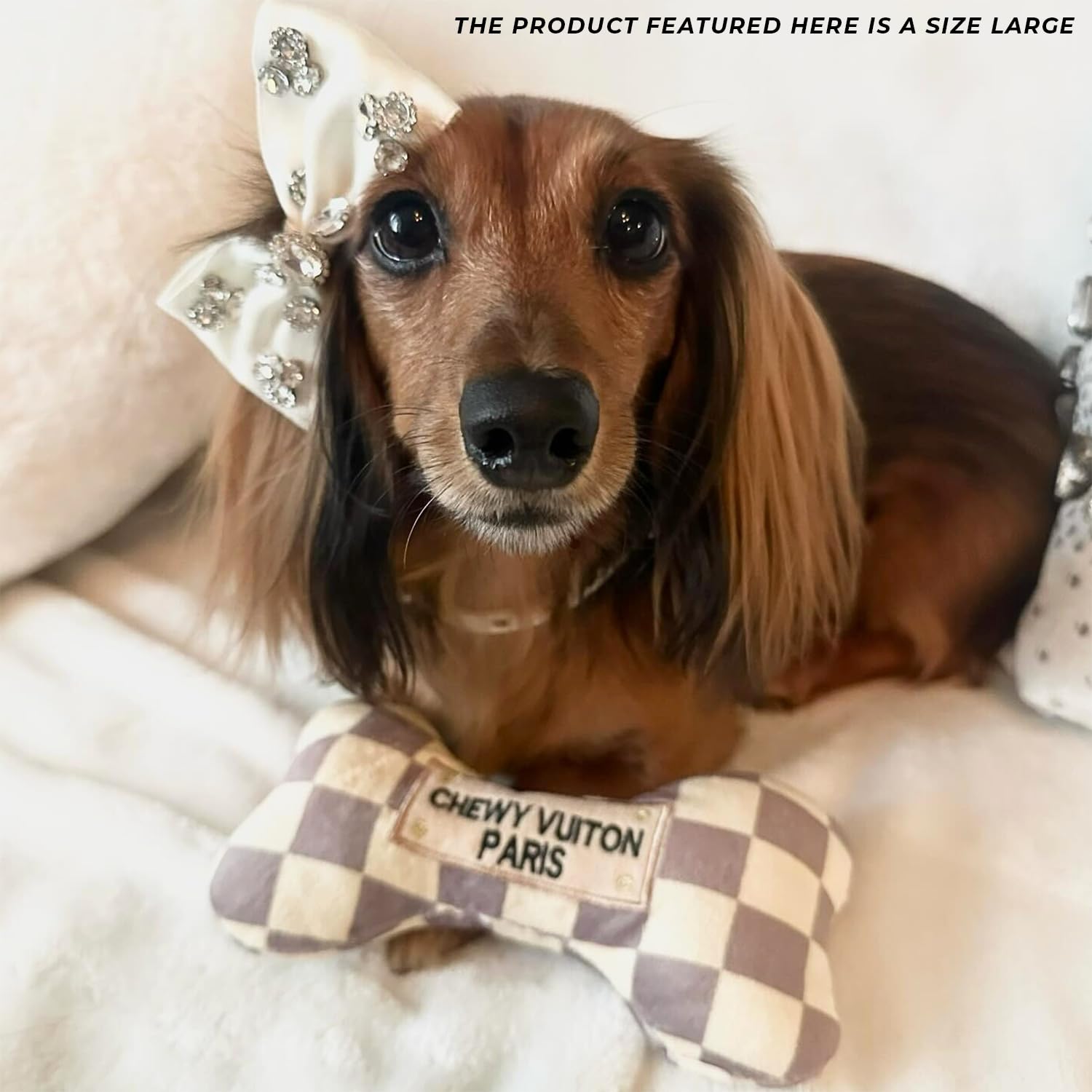 Haute Diggity Dog Checker Chewy Vuiton Juguete lavable a máquina.