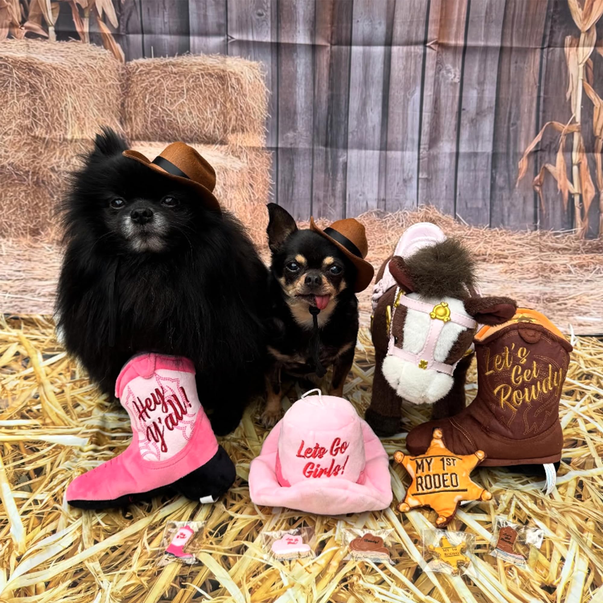 Haute Diggity Dog cowboy boot toy dimension 7.5 by 6.5 by 3 inches.