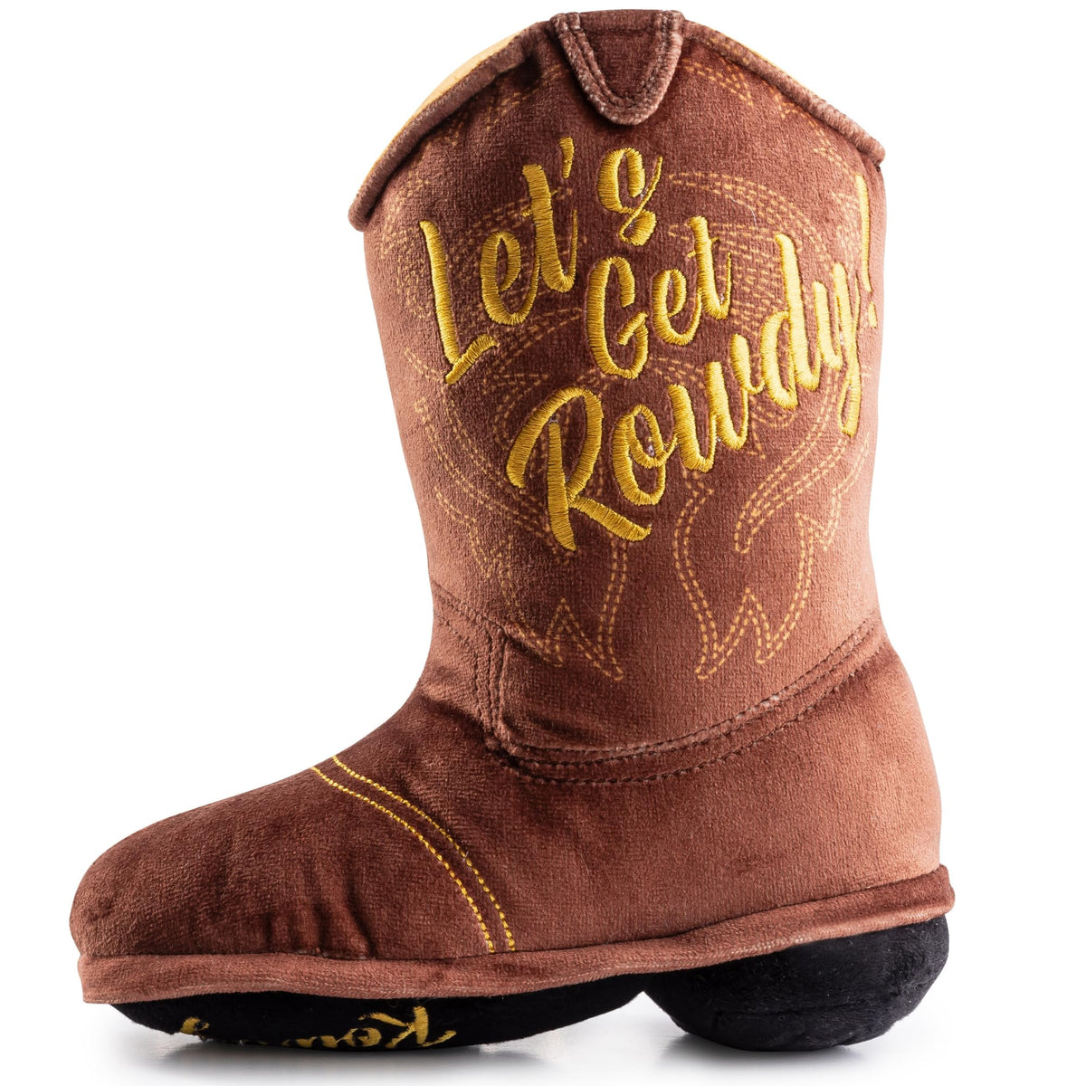 Haute Diggity Dog cowboy boot toy front view for lively fetch.
