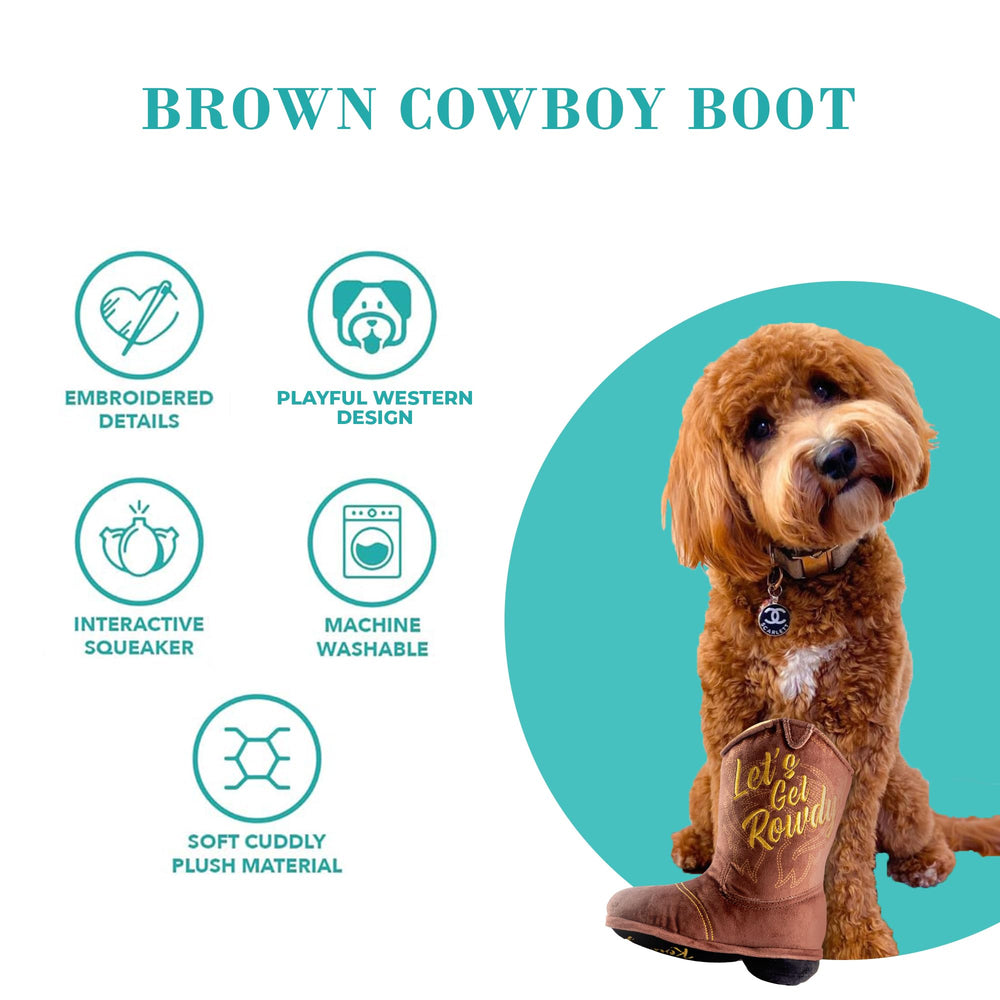 Haute Diggity Dog cowboy boot toy squeaker closeup reveals hidden squeaker.