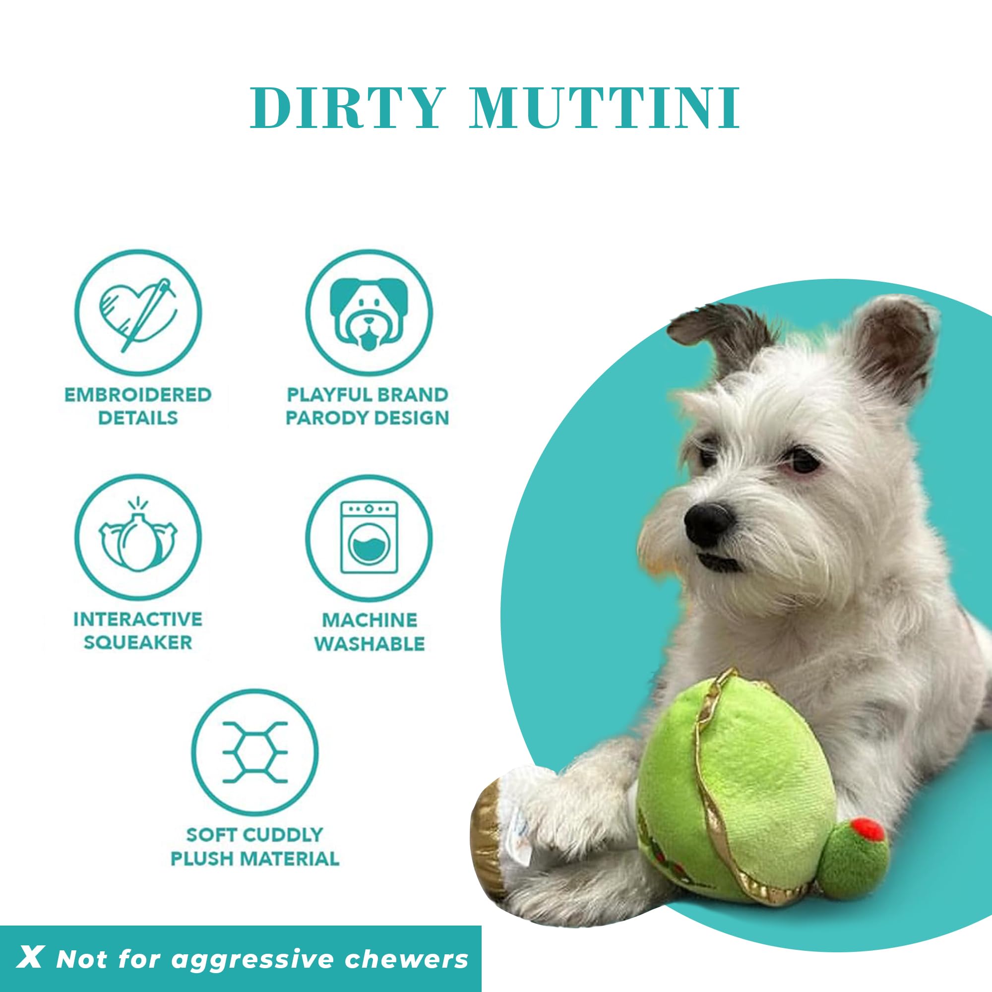 Haute Diggity Dog Dirty Muttini embroidered details enhance durability and charm.