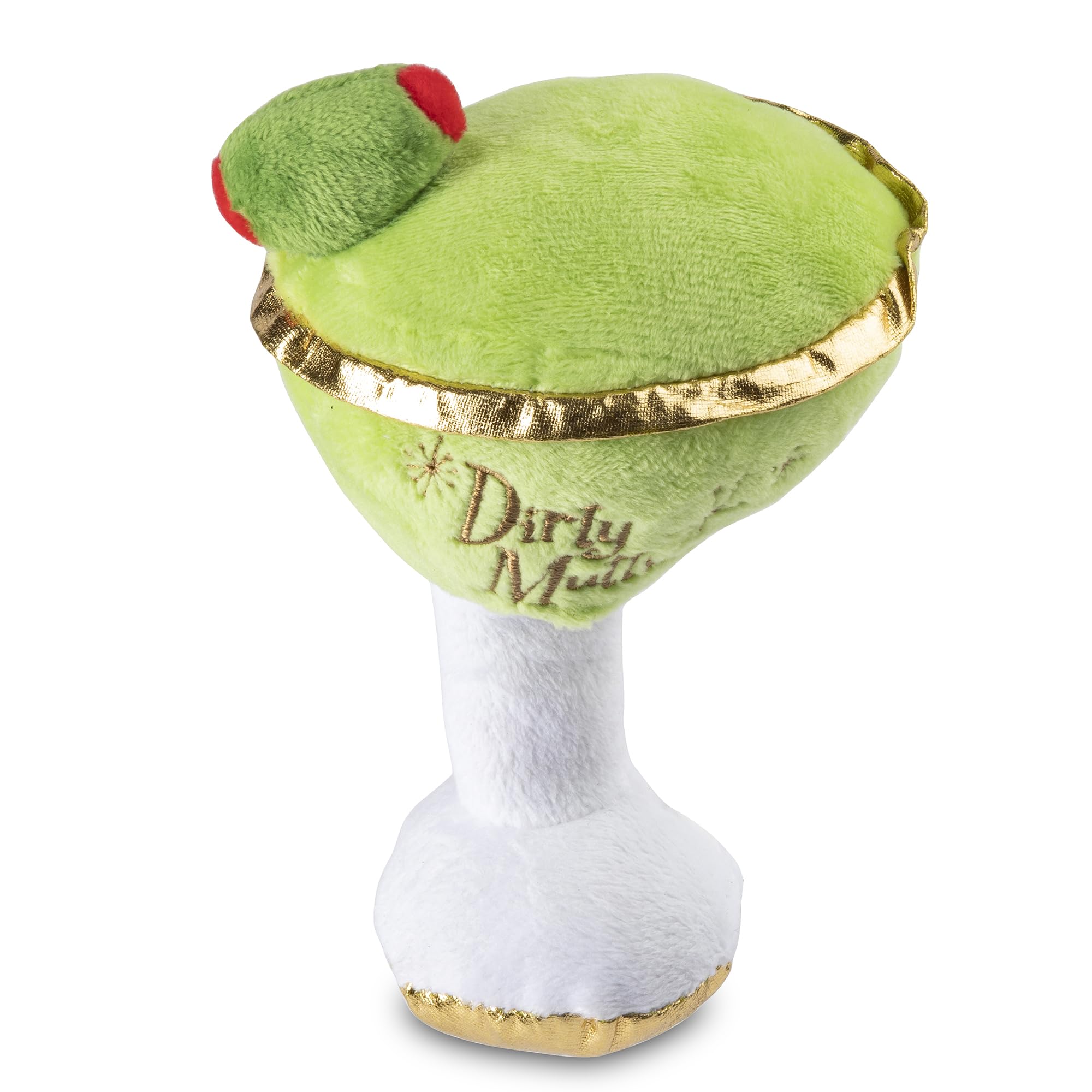 Haute Diggity Dog Dirty Muttini toy, green-white plush exterior, ideal for playful fetch.