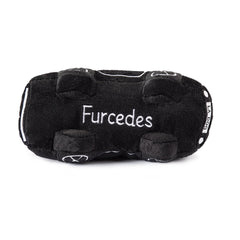 Haute Diggity Dog Furcedes Car Toy squeaker visible, boosts interactive play and engagement.