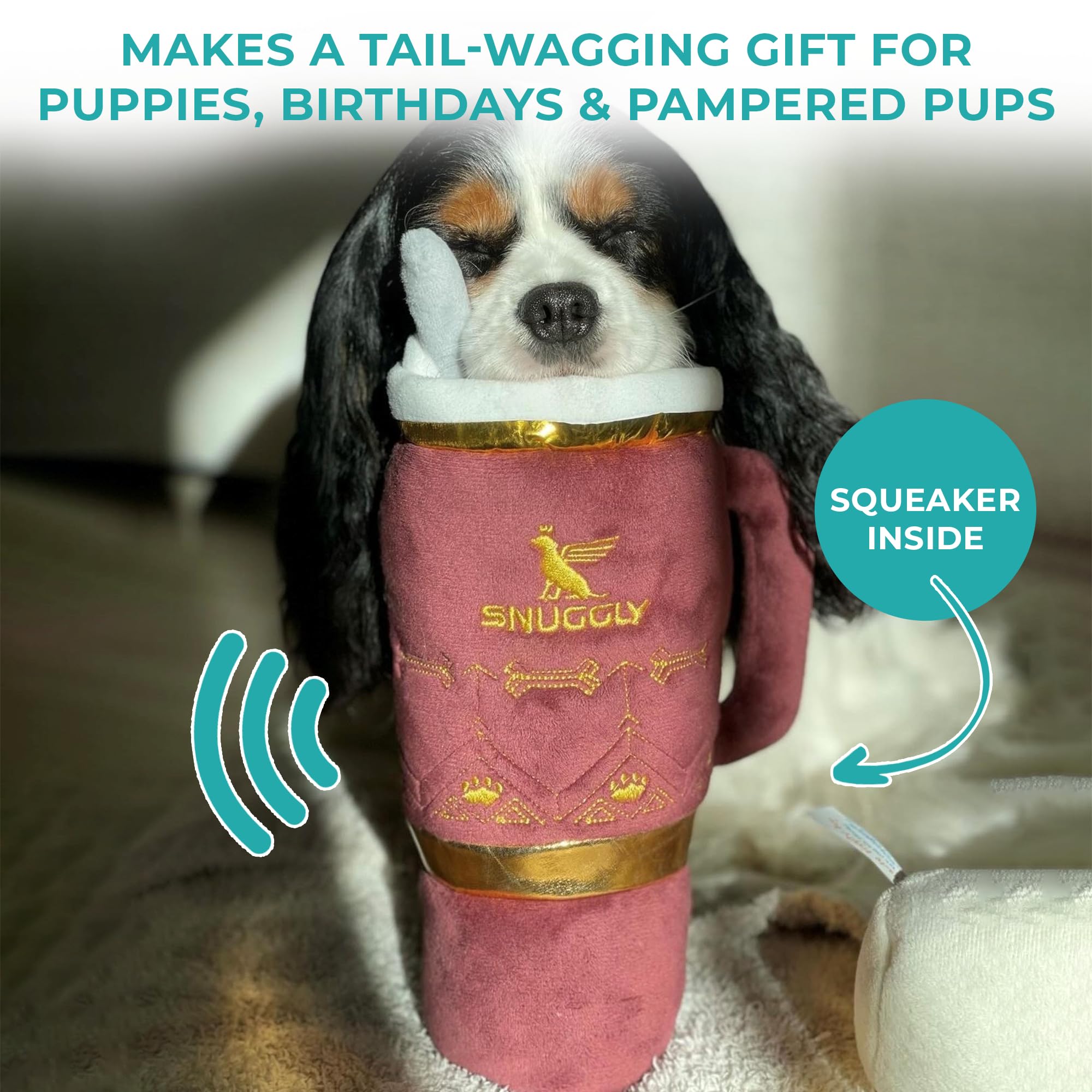 Haute Diggity Dog Holiday Snuggly Cup Toy durable mesh lining supports long play sessions.