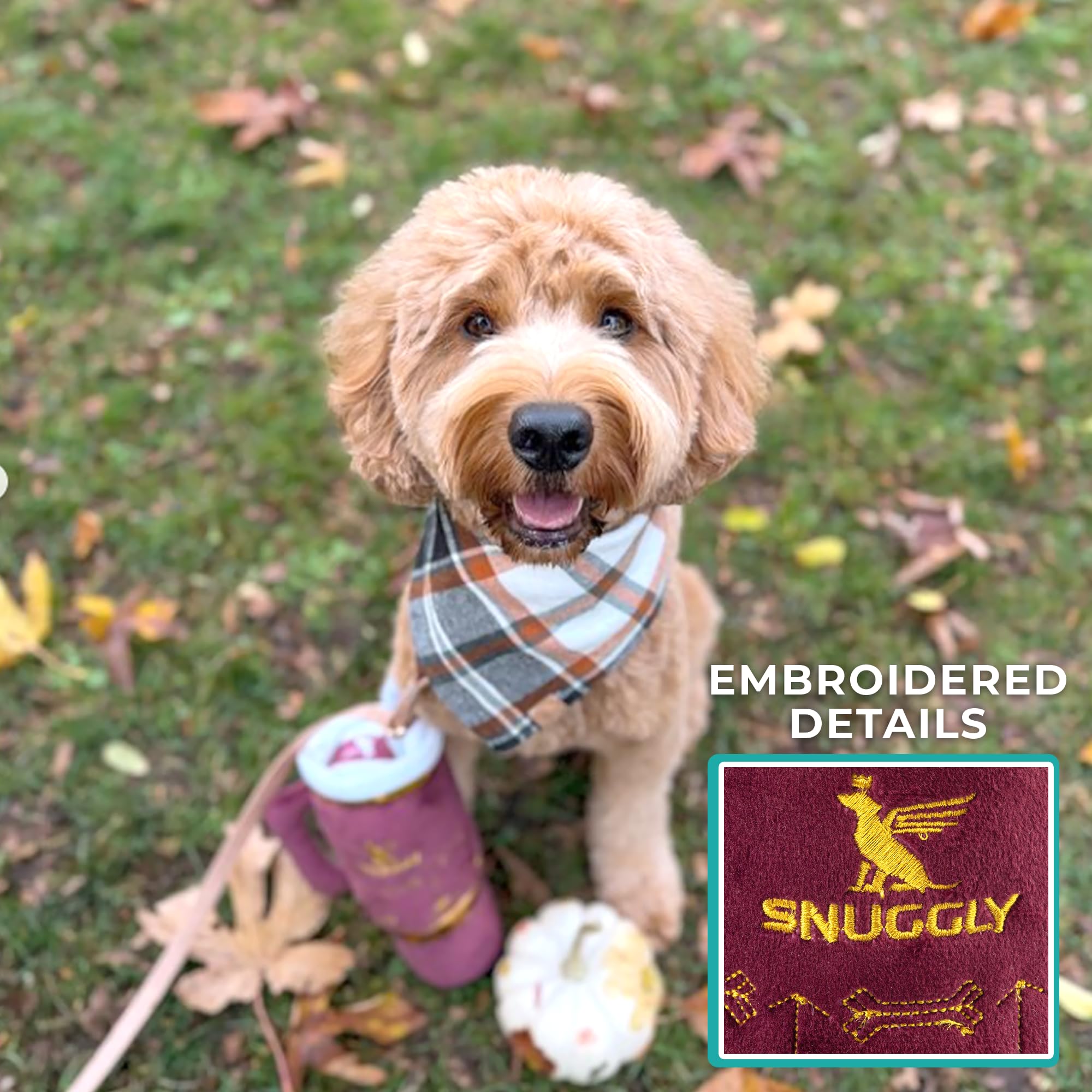 Haute Diggity Dog Holiday Snuggly Cup Toy plush interior and mesh lining for durability and soft cuddles.
