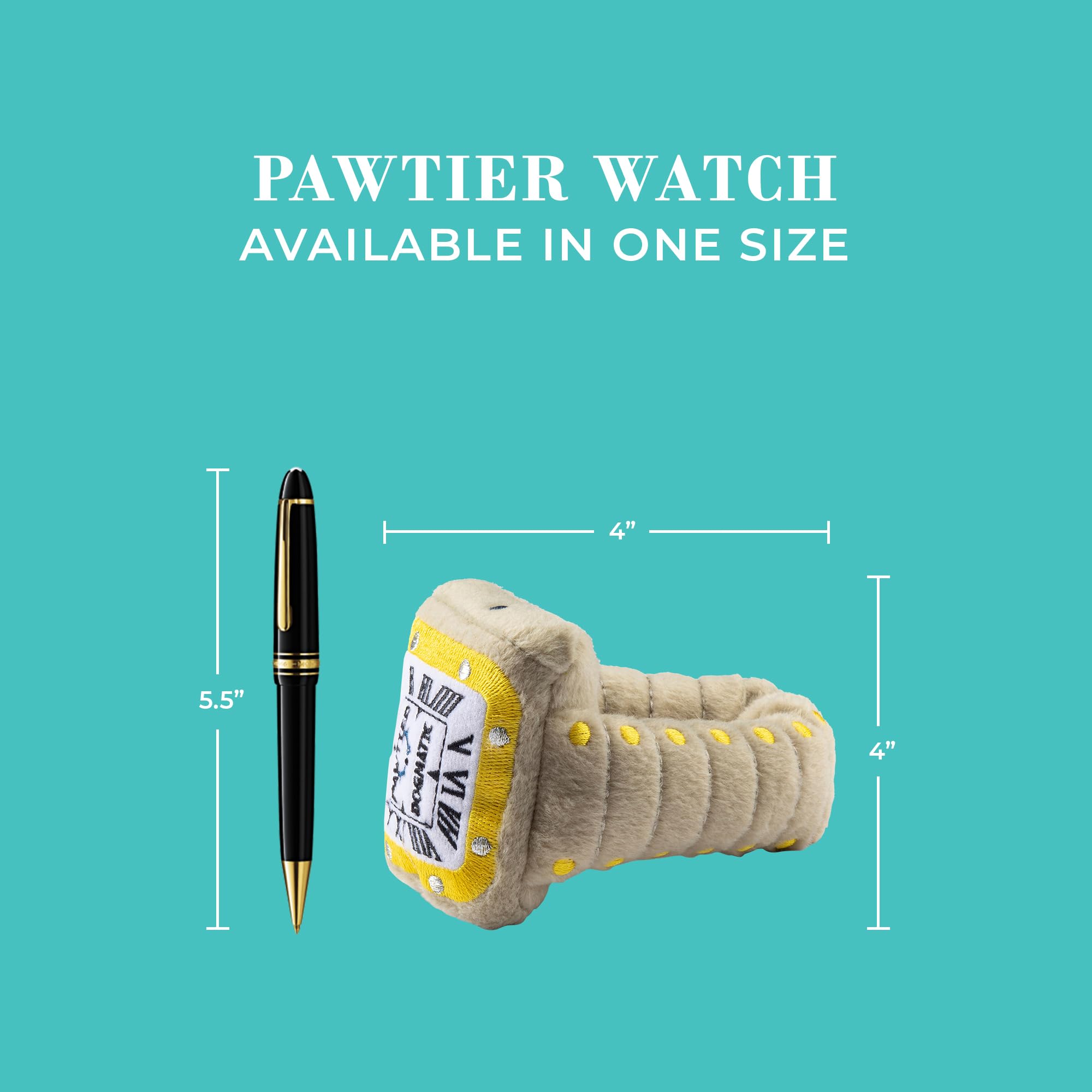 Haute Diggity Dog Pawtier Watch toy is machine-washable for easy cleanup.