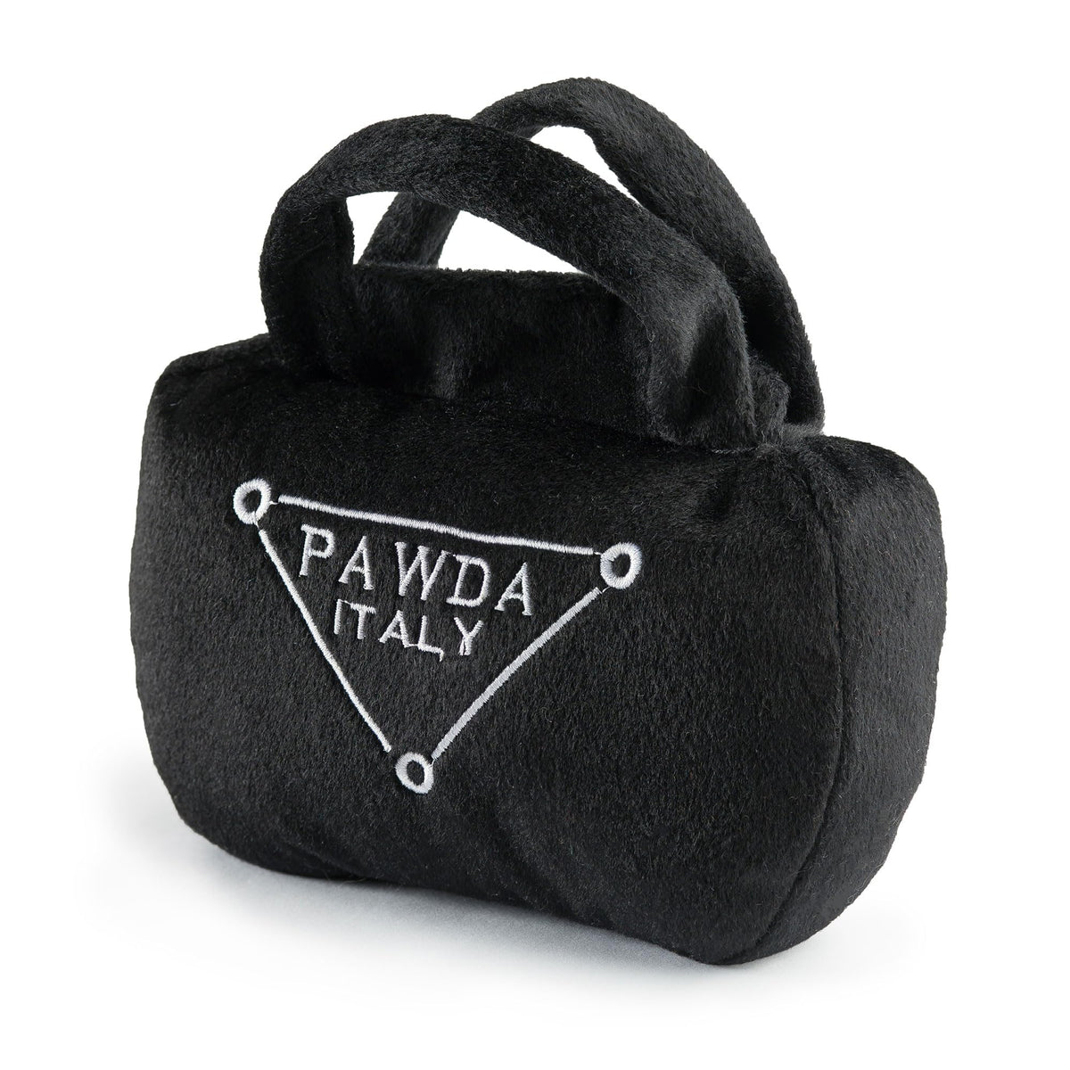 Haute Diggity Dog Pawda Handbag squeaker toy delivers playful stimulation during fetch and snuggle sessions.