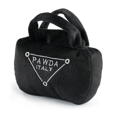 Haute Diggity Dog Pawda Handbag squeaker toy delivers playful stimulation during fetch and snuggle sessions.