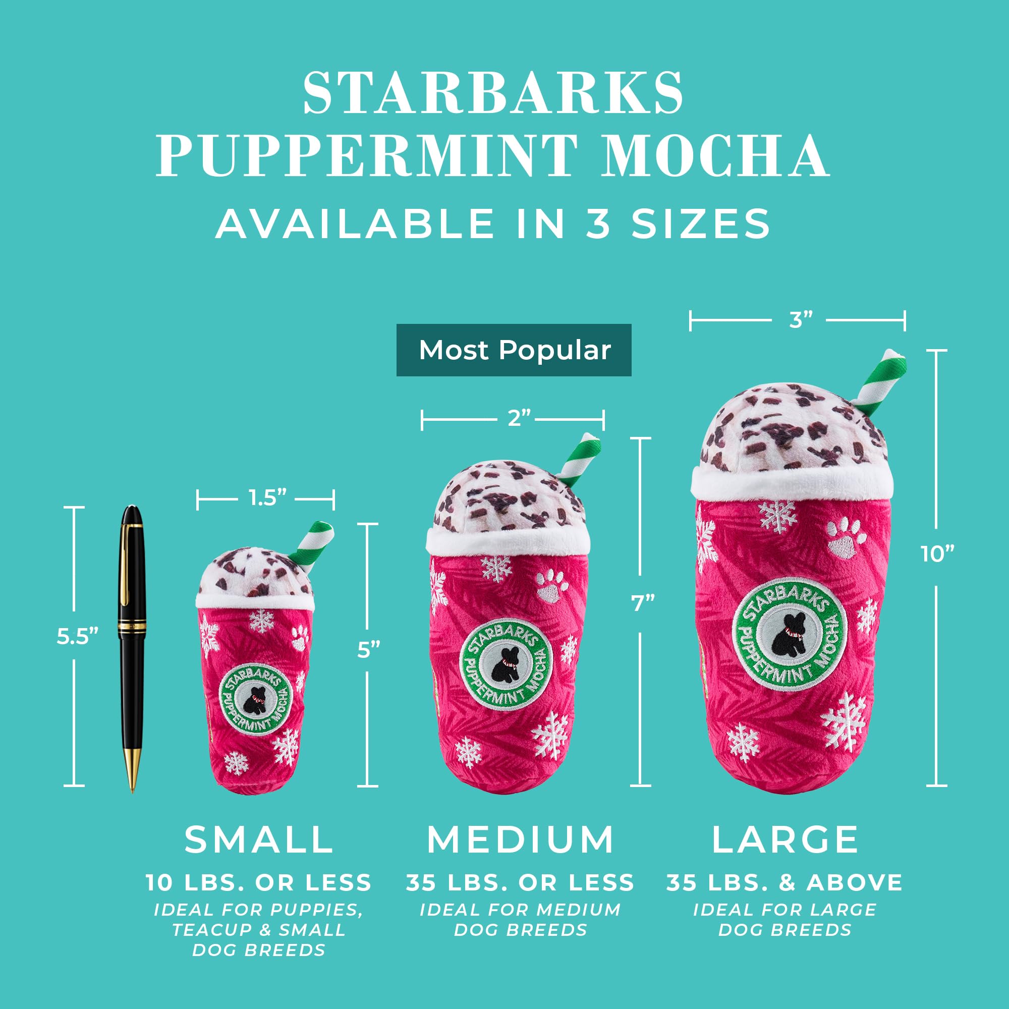 Haute Diggity Dog Starbarks Puppermint Mocha embroidered details add holiday style.