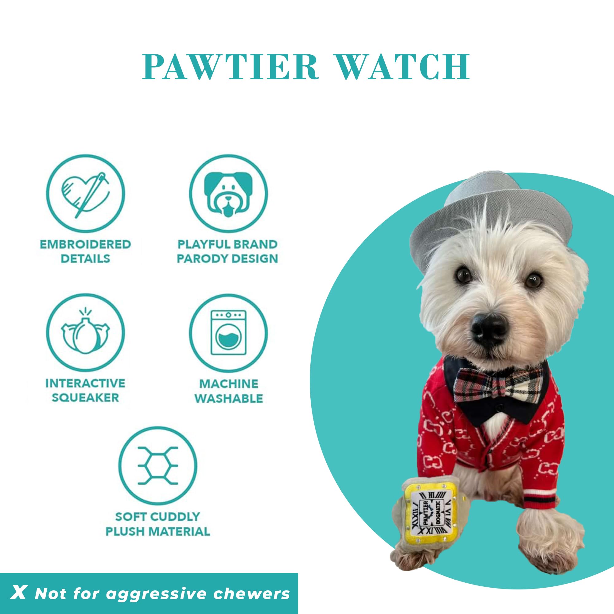 Haute Diggity Dog plush toy with built-in squeaker ideal for fetch and tug.