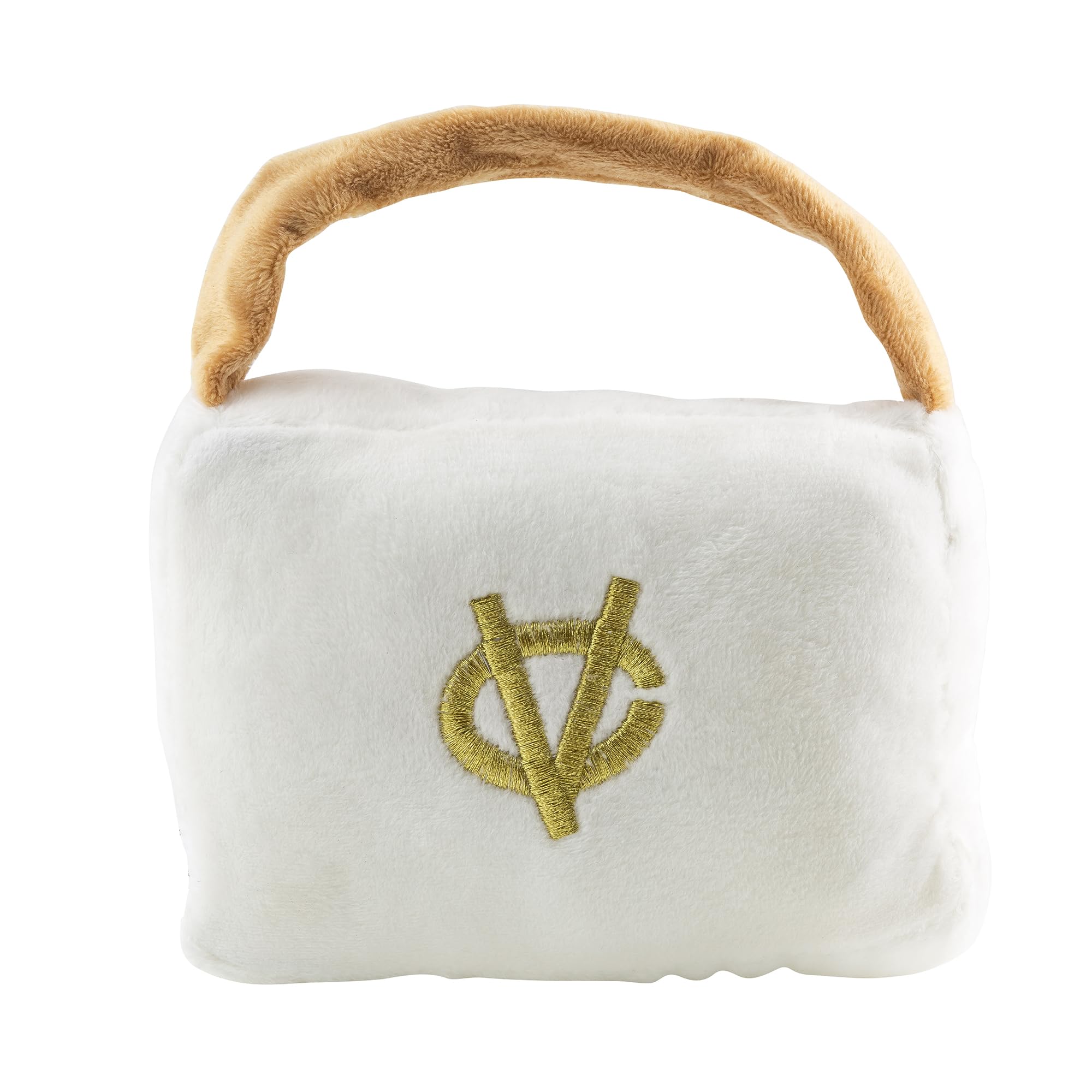 Haute Diggity Dog White Chewy Vuiton handbag embroidered-detail close-up highlights playful luxury.