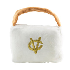 Haute Diggity Dog White Chewy Vuiton handbag embroidered-detail close-up highlights playful luxury.