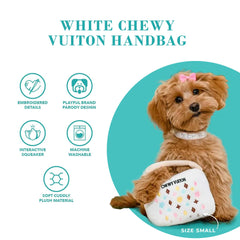 Haute Diggity Dog White Chewy Vuiton Handbag XL durable mesh supports tougher chewers.