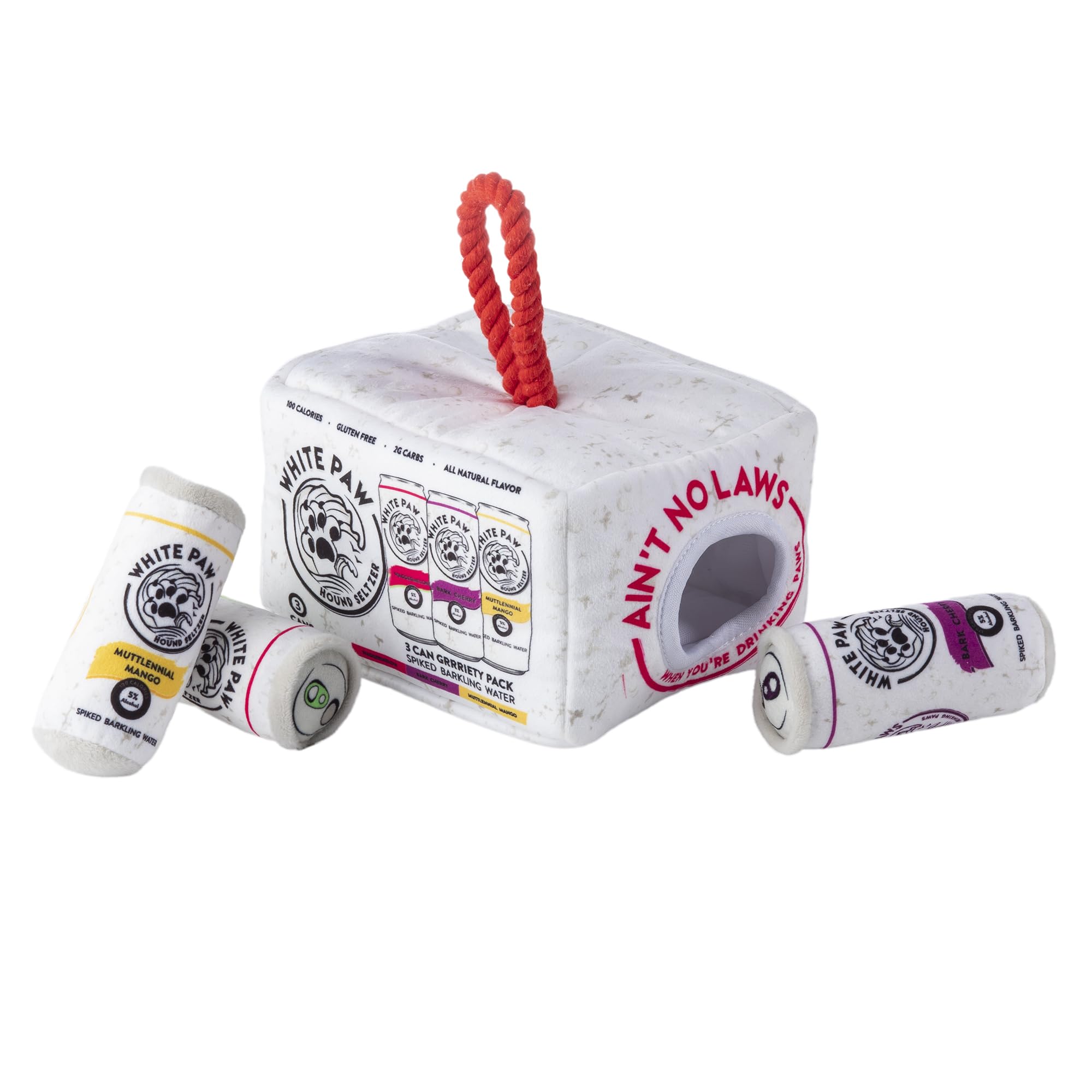 Haute Diggity Dog White Paw Grrriety Pack activity house front view for pet enrichment and playful interaction.