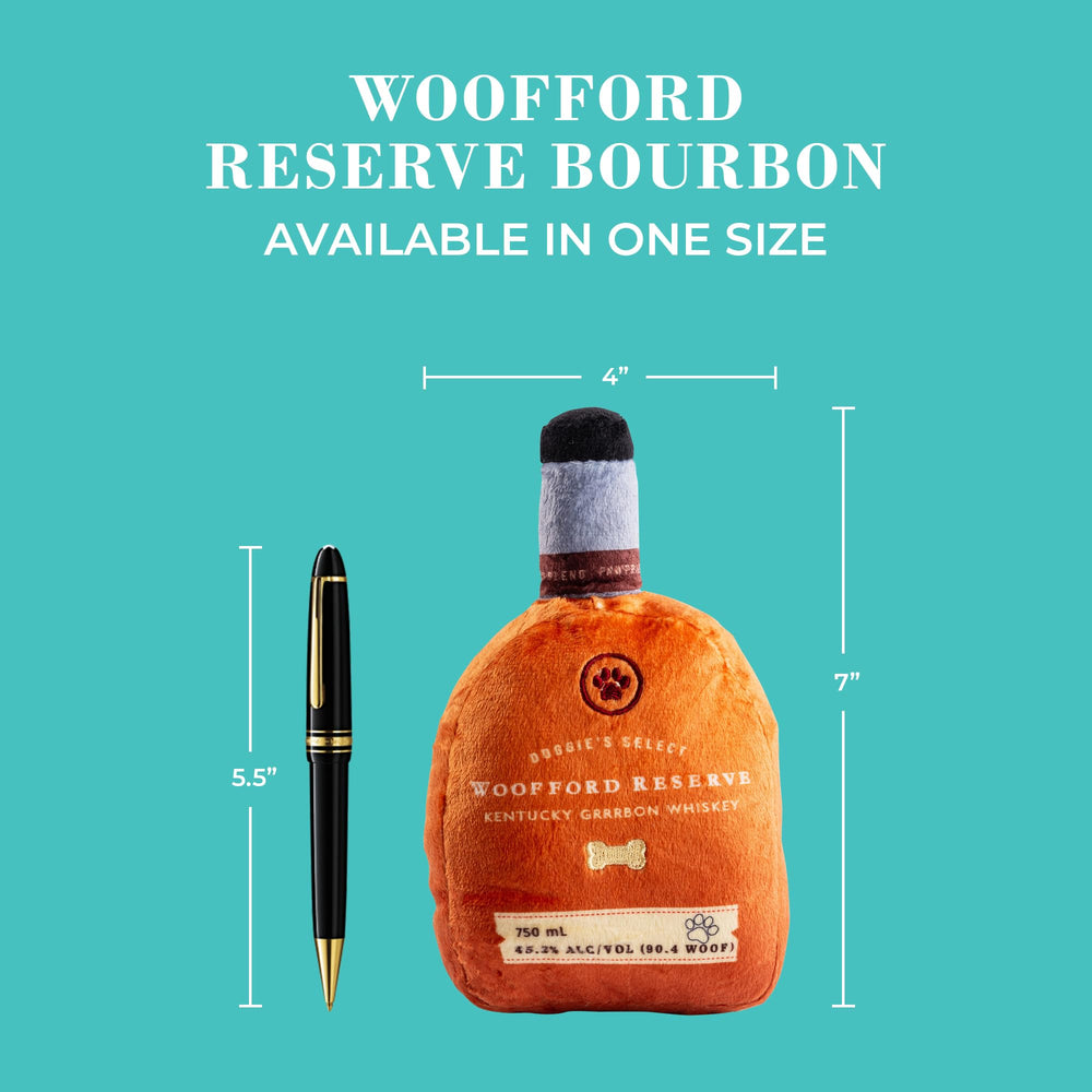 Haute Diggity Dog Woofford Reserve bourbon bottle toy back embroidery Whiskey Business humor.