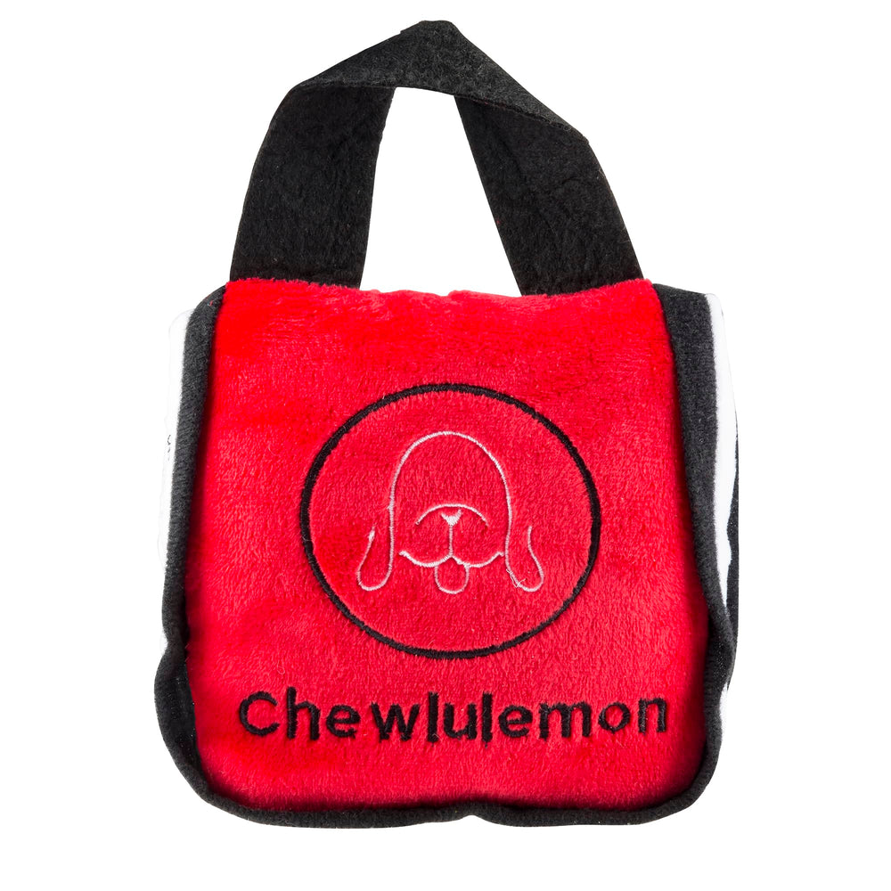 Haute Diggity Dog Chewlulemon Tote in red plush for fashionable, fun play.
