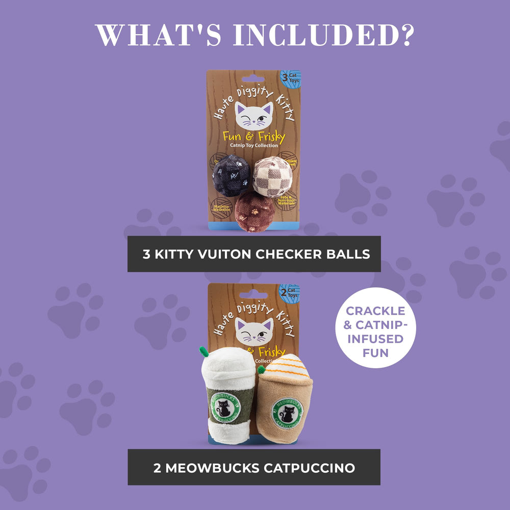 Haute Diggity Kitty Meowbucks catpuccino cup plush toy with catnip appeal