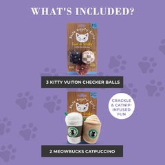 Haute Diggity Kitty Meowbucks catpuccino cup plush toy with catnip appeal