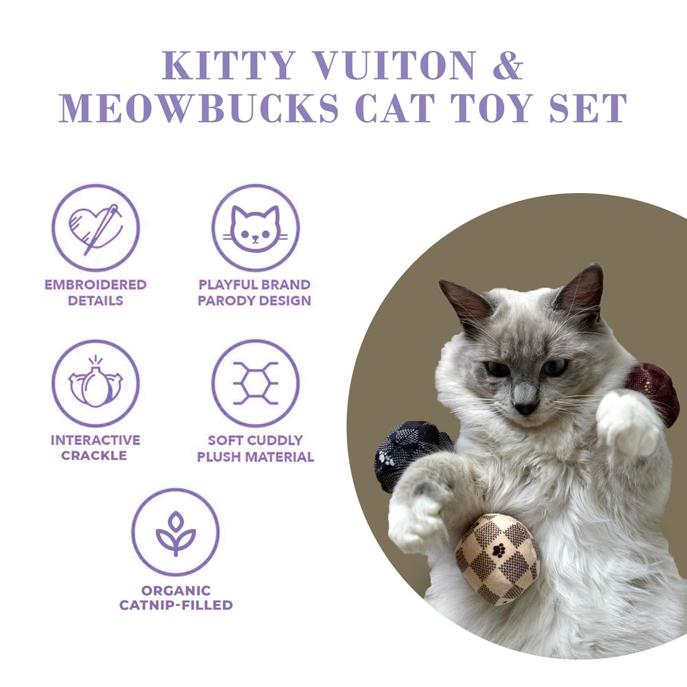 Haute Diggity Kitty Vuiton checker ball soft plush for cuddly play
