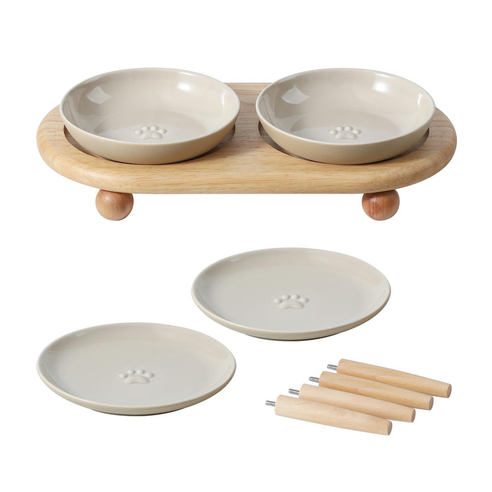 Havniva raised ceramic cat dishes with wide bowls for comfortable meals.