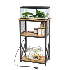 HavenlyYouth 10-gallon stand with power outlet setup improves device organization and tank management.