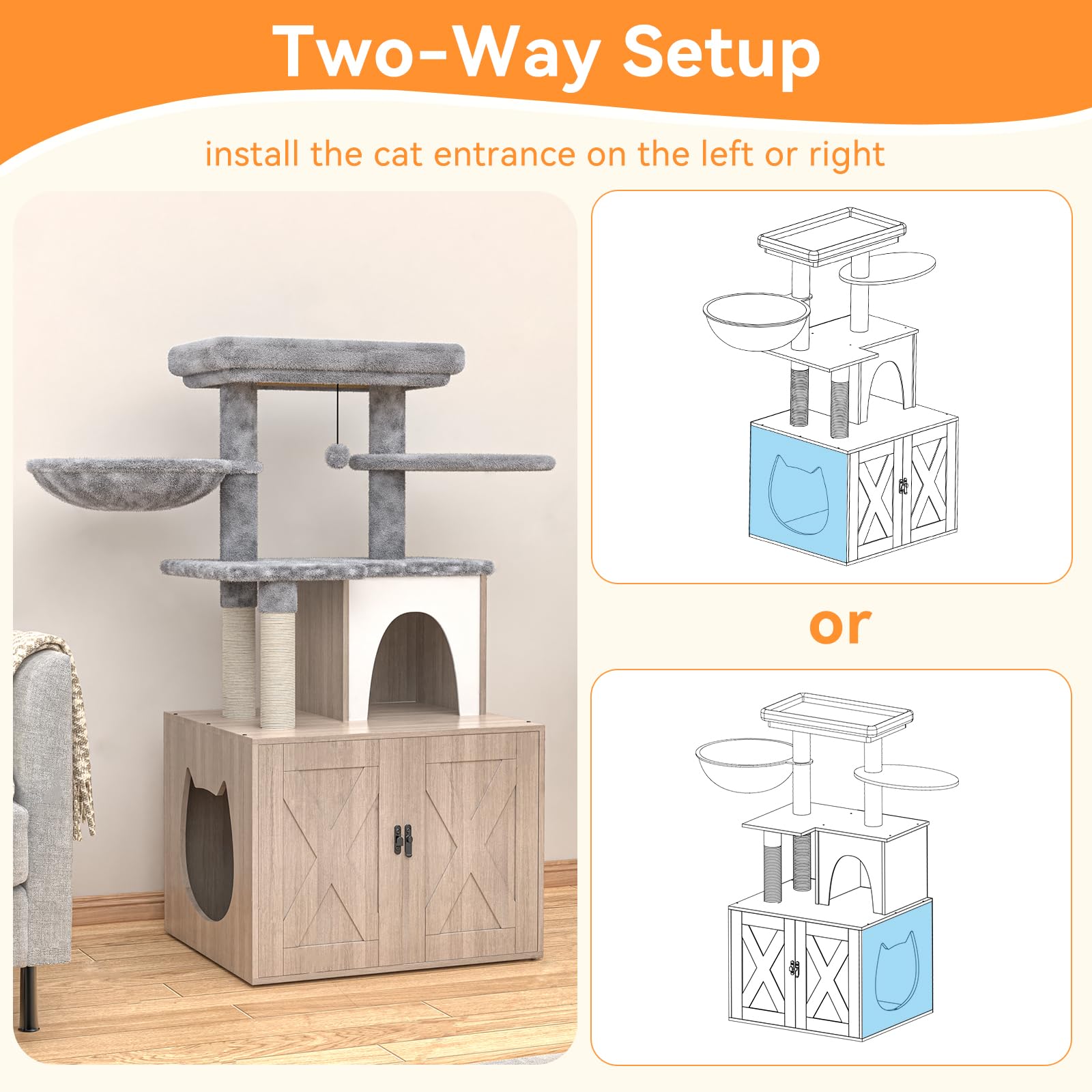 HavenlyYouth cat-tree-enclosure-privacy-door focuses on private litter area and odor control.