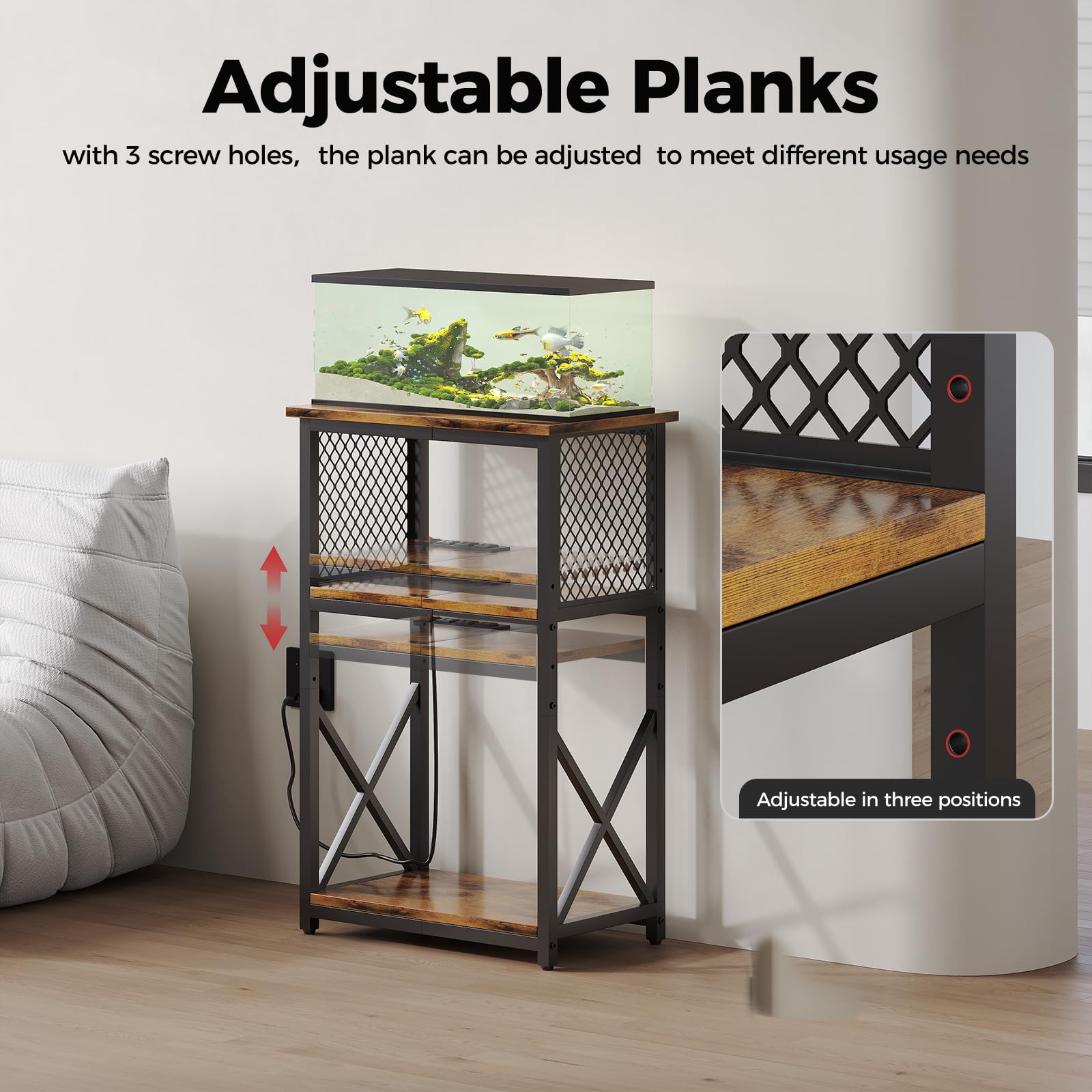 HavenlyYouth heavy-duty metal frame with X-structure enhances stability for aquarium setups.