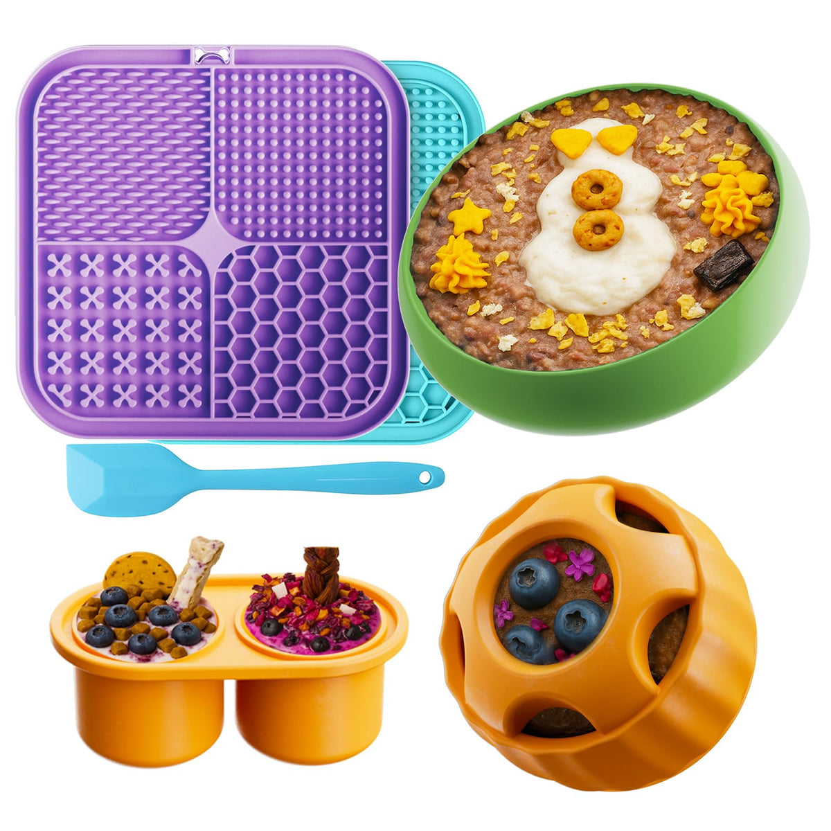 Havit frozen dog treats toy 6-piece set in action for extended play and enrichment