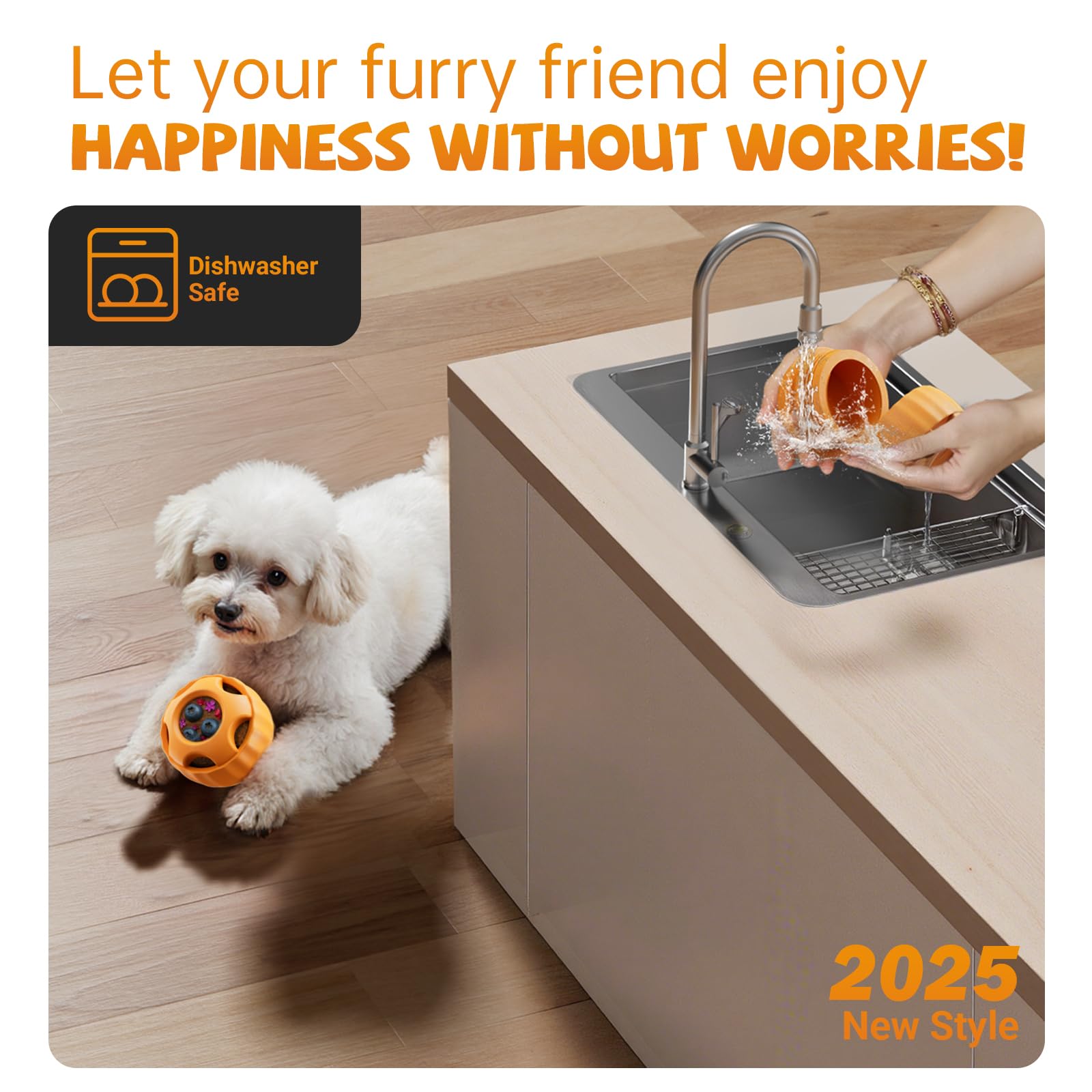 Havit Frozen Dog Treats Toy orange supports interactive play at home or park.