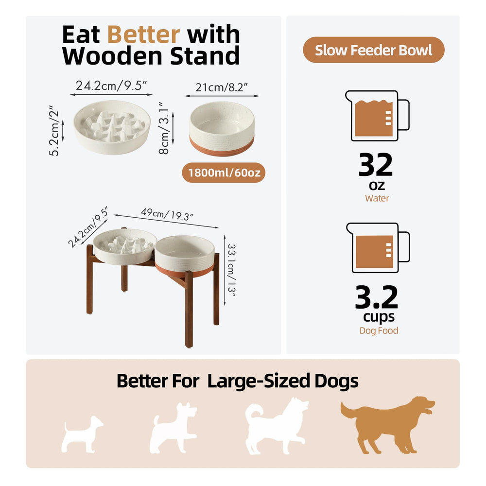 Havniva acacia wood stand elevates dog bowls for comfortable dining posture