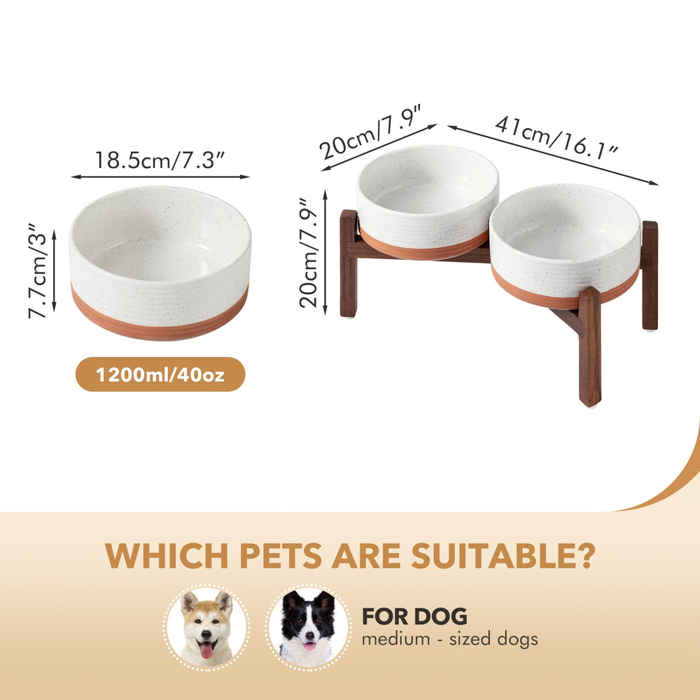 Havniva acacia wood stand with dual heights supports growing pets.