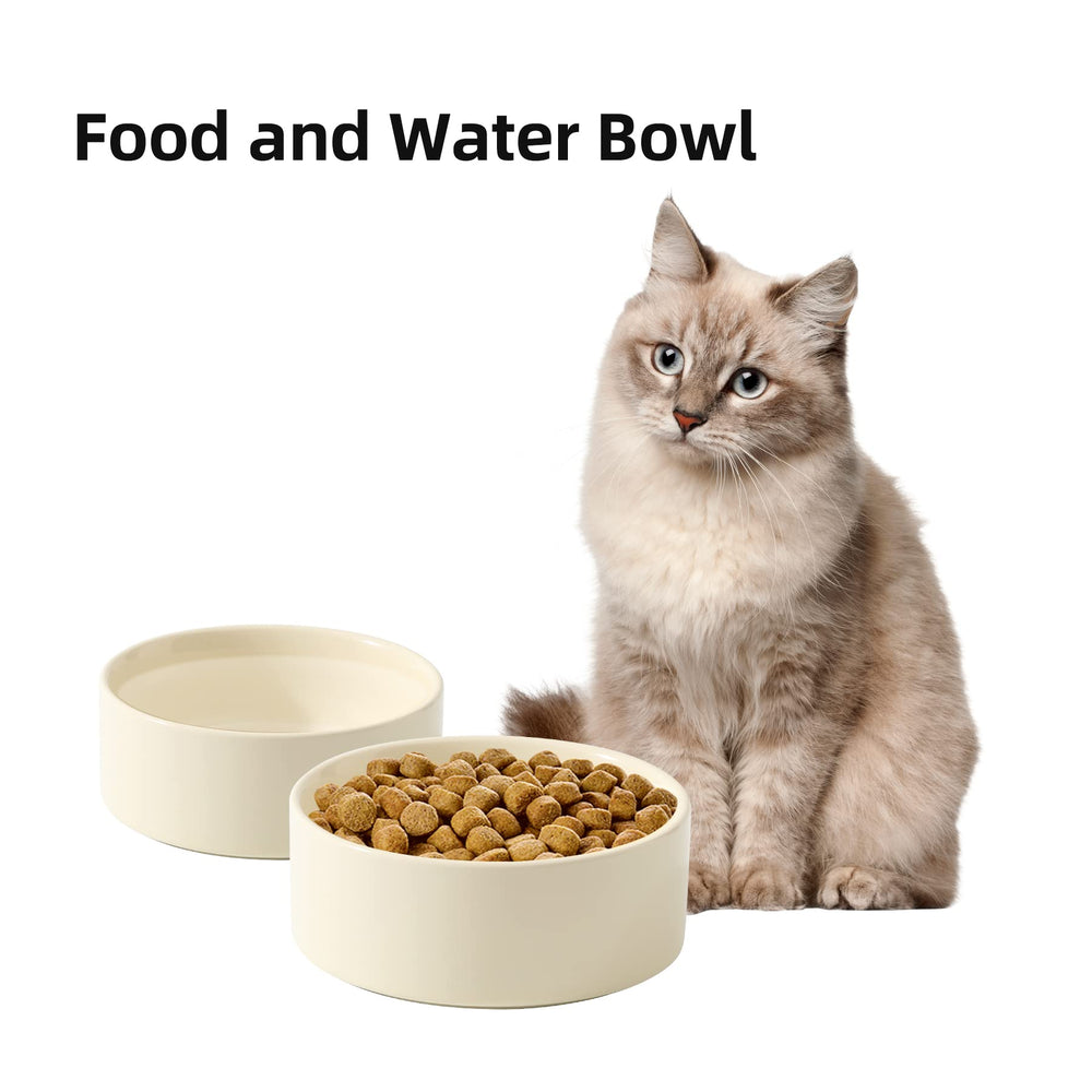 Havniva two-piece beige cat dishes for food and water.