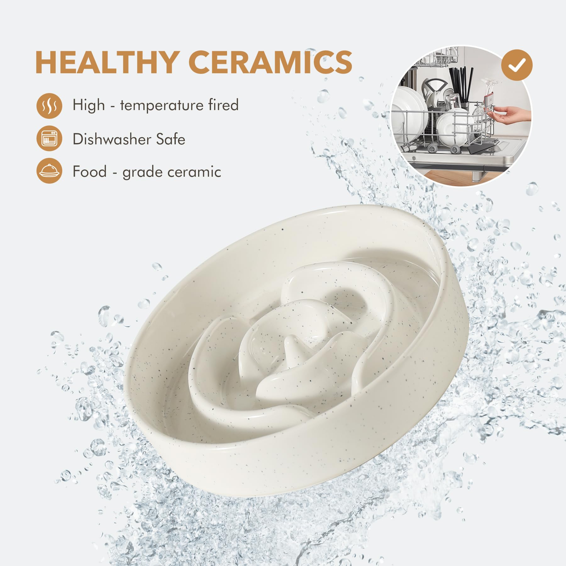 Havniva easy-clean ceramic bowl shown being washed or in dishwasher
