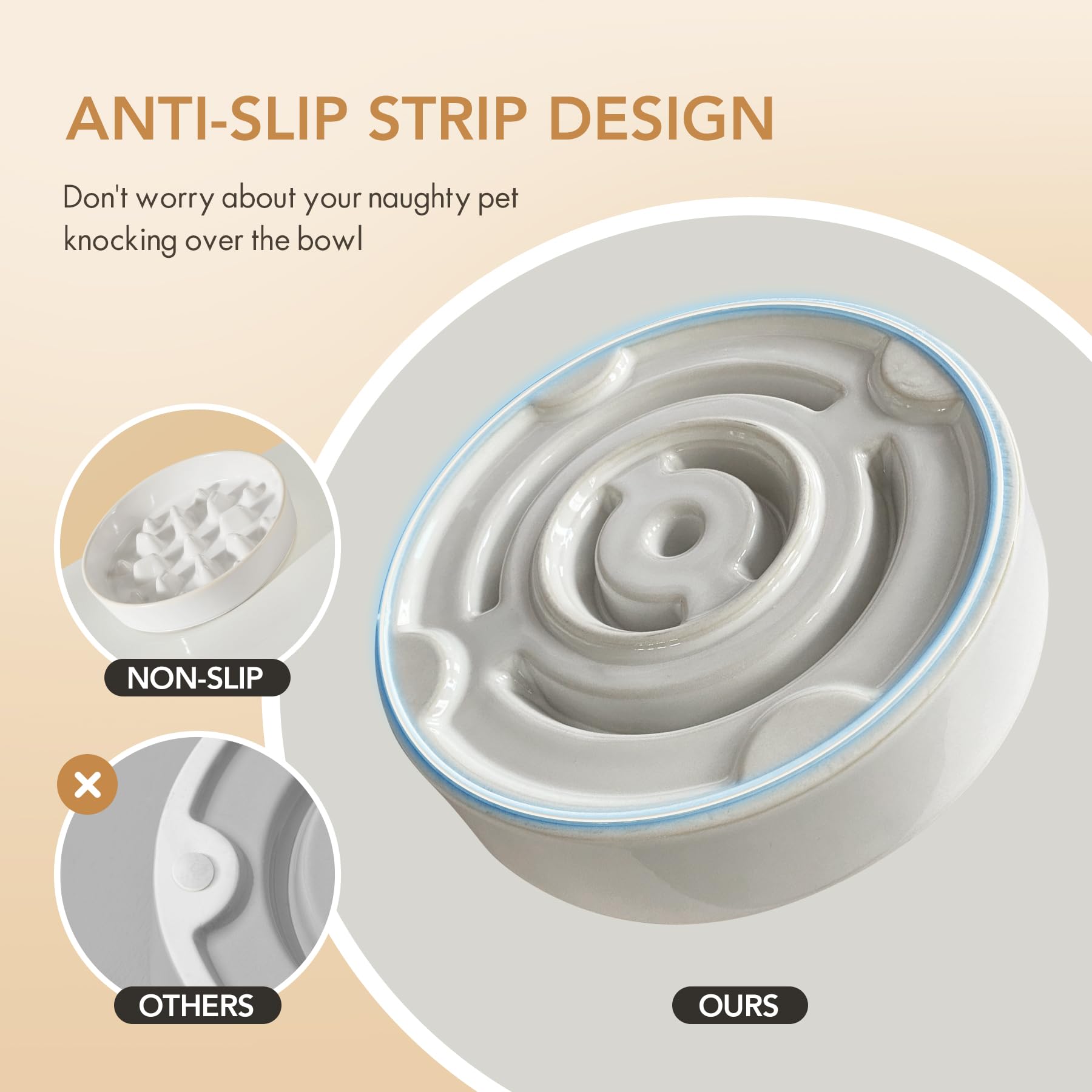 Havniva ceramic dish with anti-slip base prevents sliding.