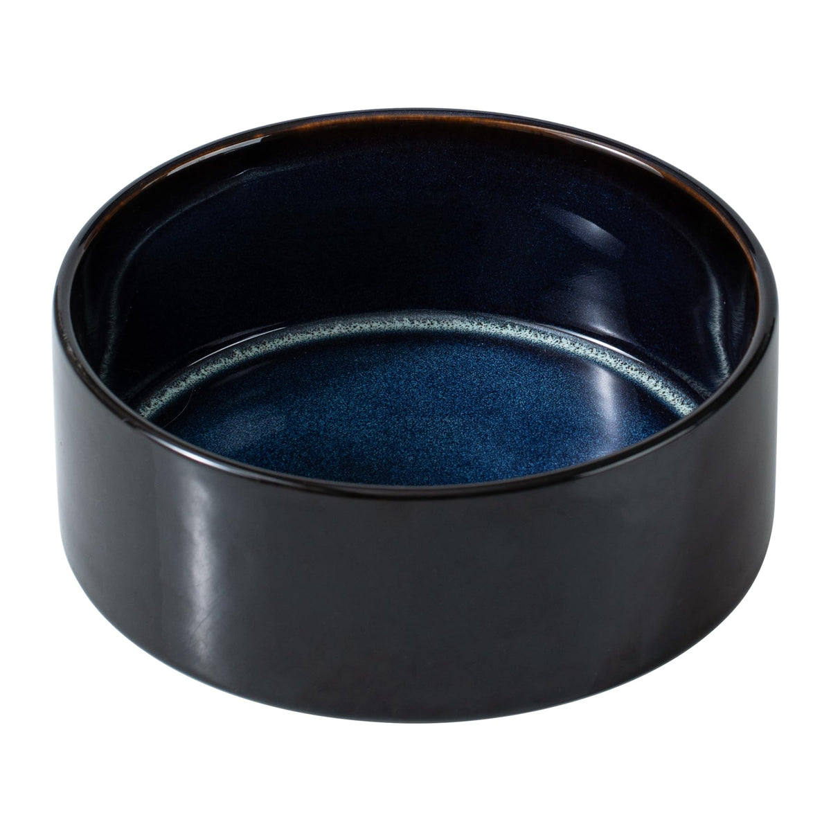 Havniva ceramic dog bowl starry sky side view demonstrates stable anti-slip base for small dogs.