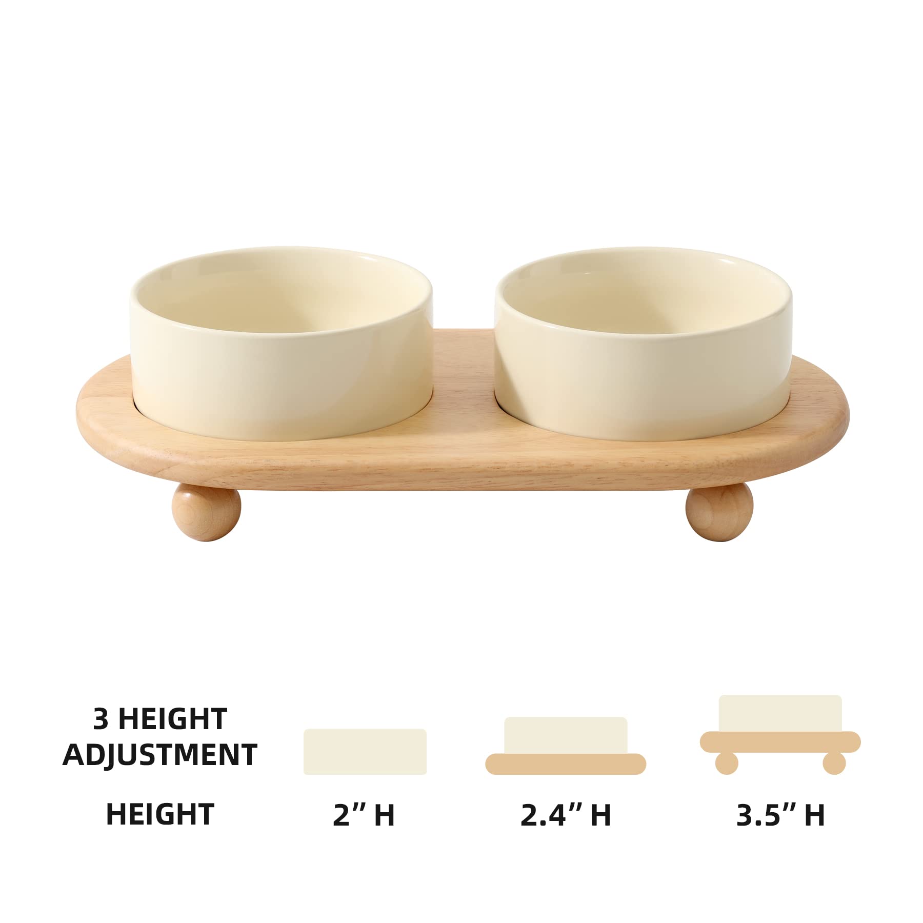 Havniva ceramic elevated cat bowl stand view highlights raised height for comfortable access