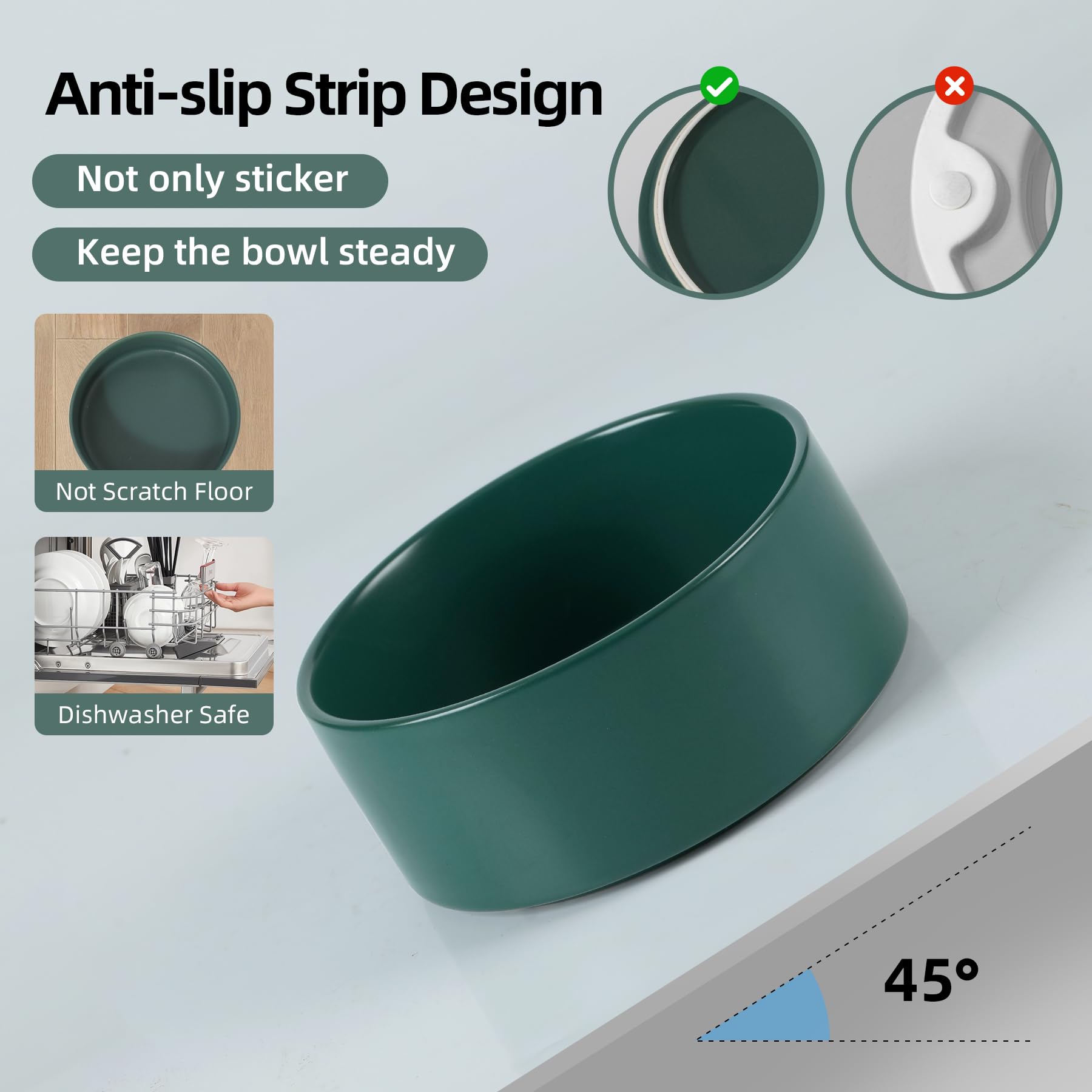 Havniva elevated ceramic dog bowl green non-slip base supports tidy meals.