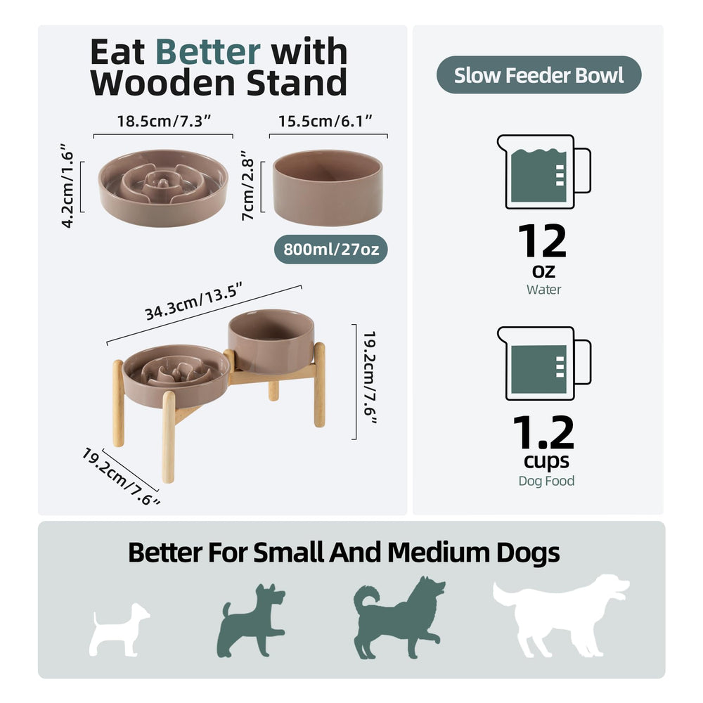 Havniva elevated wooden stand supports comfortable feeding for small and medium dogs.