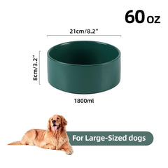Havniva large-breed ceramic dog bowl green side view highlights stability.