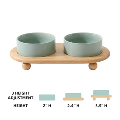 Havniva light-green cat bowl close-up showing non-slip ceramic surface.