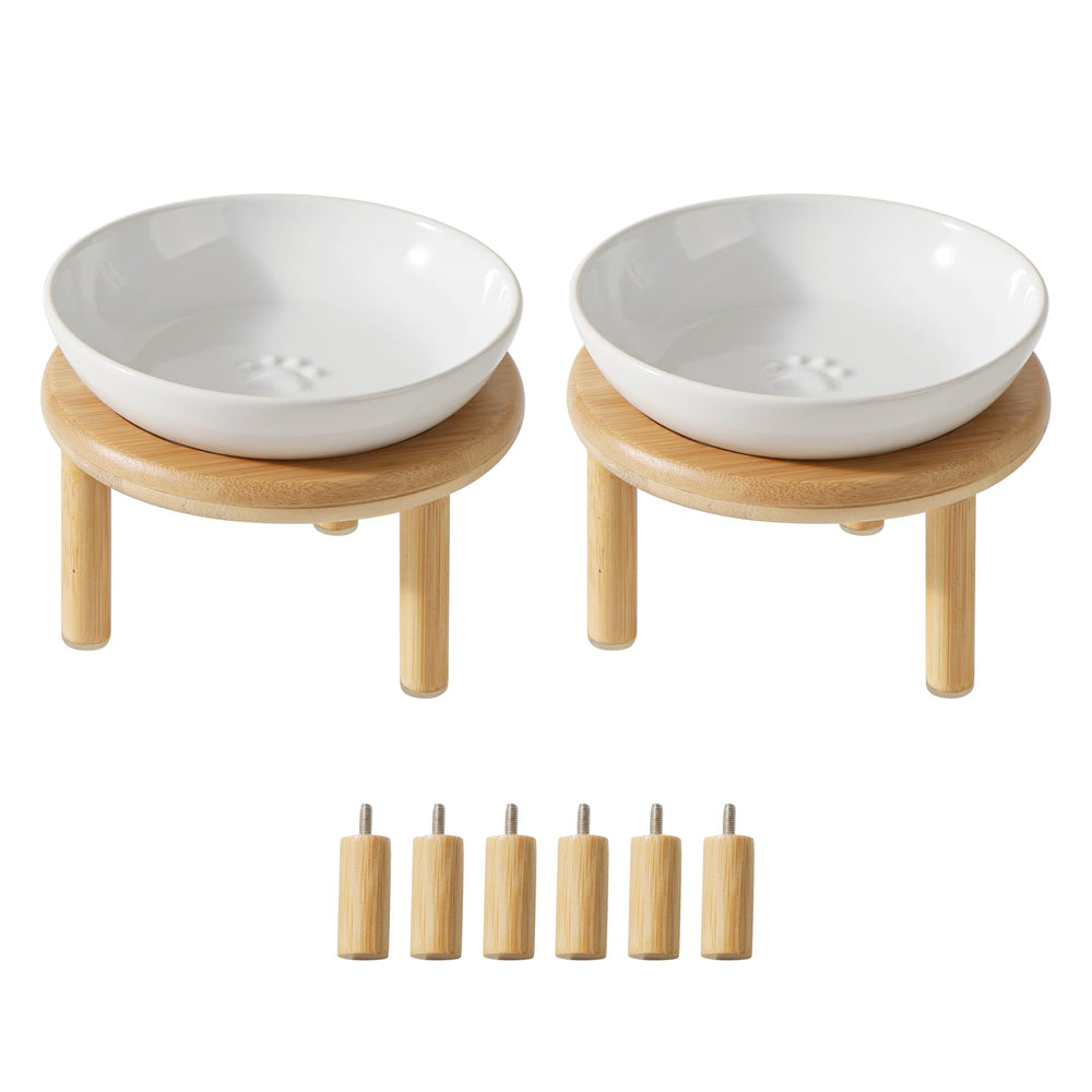 Havniva paw-print elevated cat dish set with dual bowls for convenient feeding